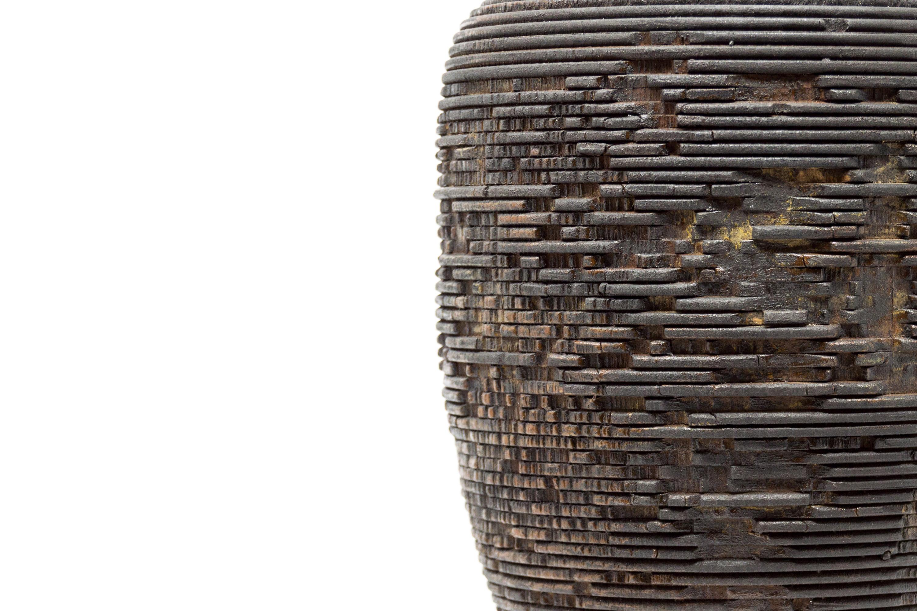 Turned Wood Sculptural Vase 'Anni S Rust' Made in Italy In New Condition In Milan, IT