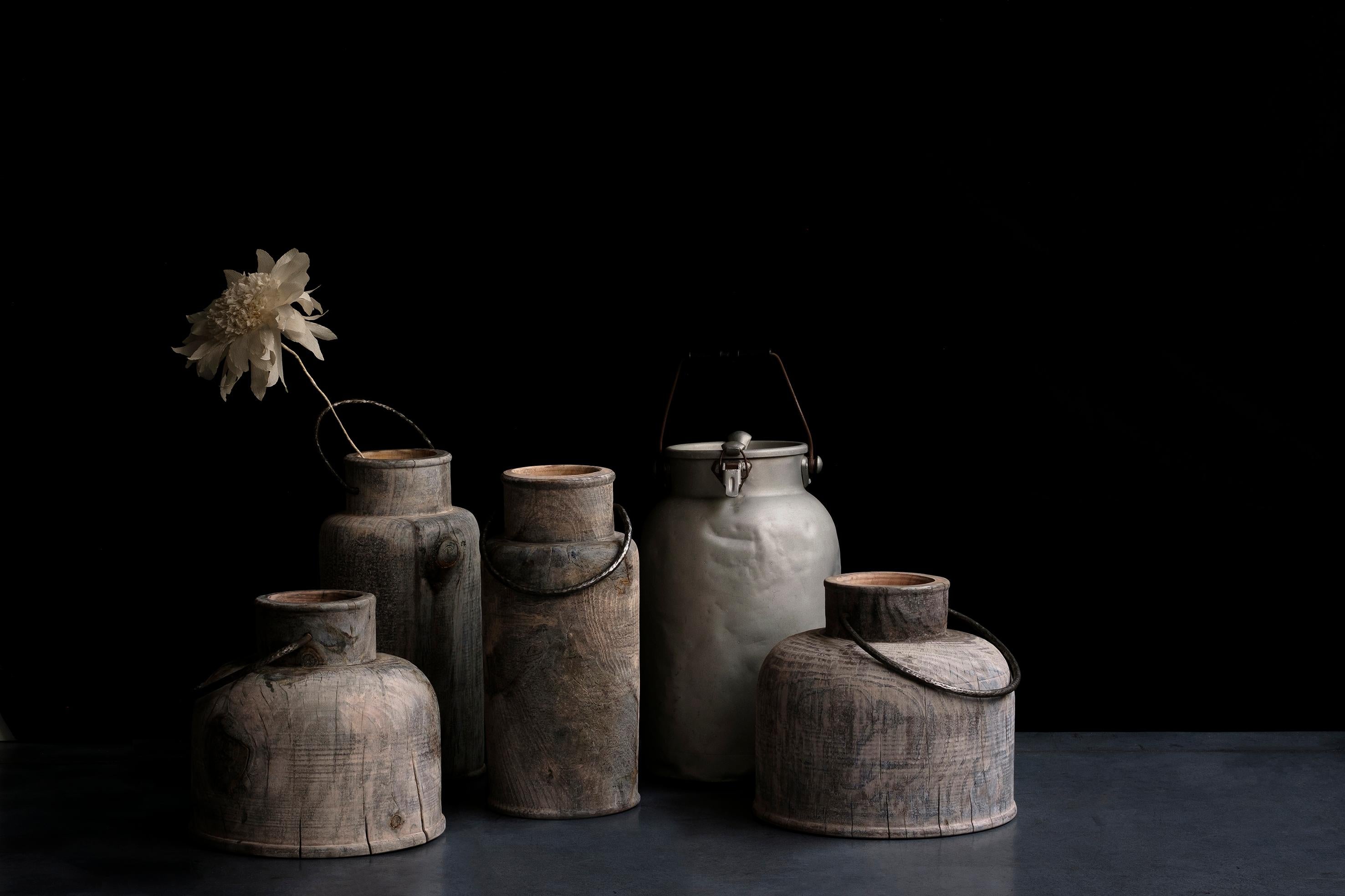 Made in Italy Turned Wood Vase 'Grassland Short' 1