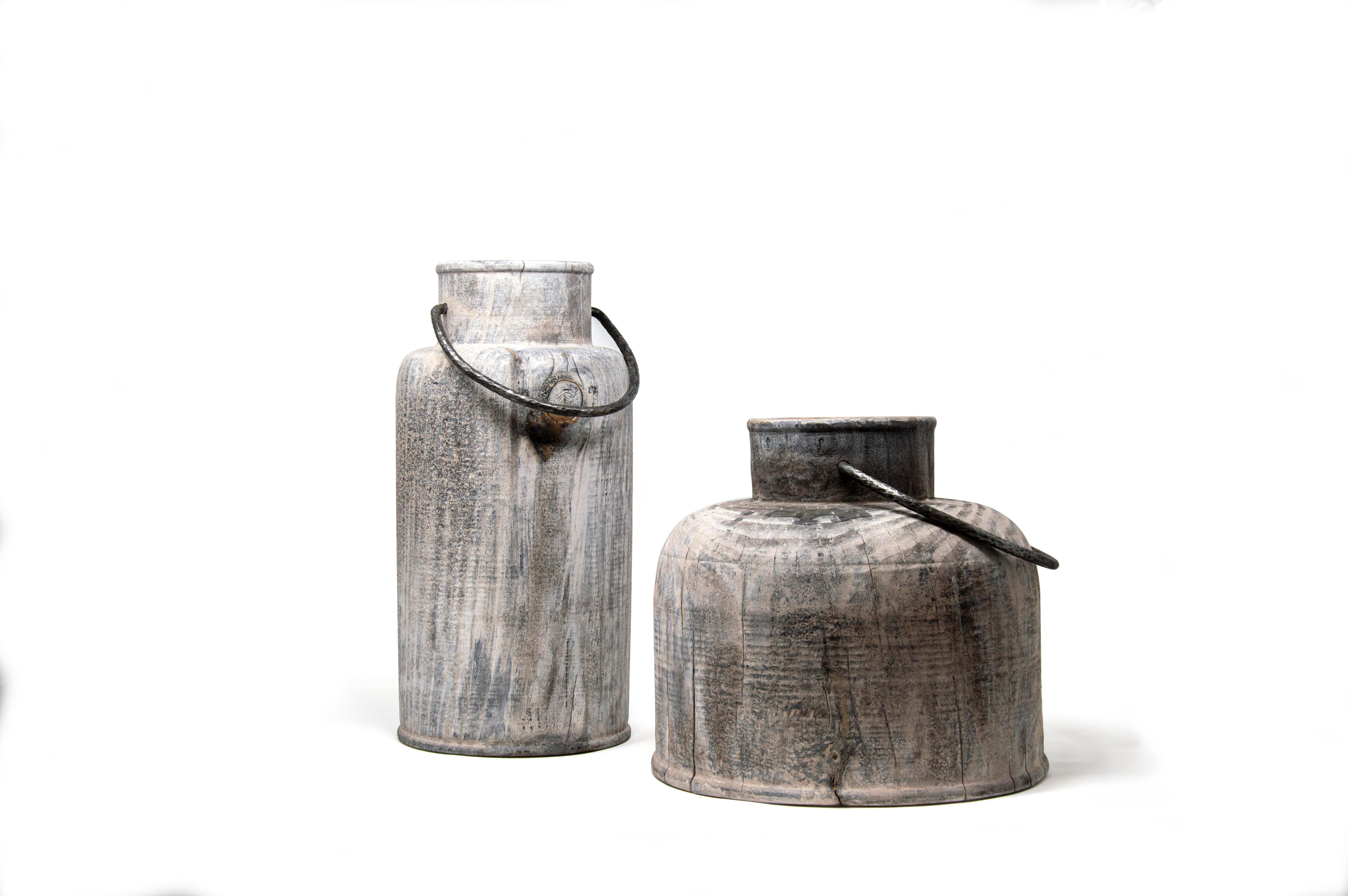 Made in Italy Turned Wood Vase 'Grassland Short' 2