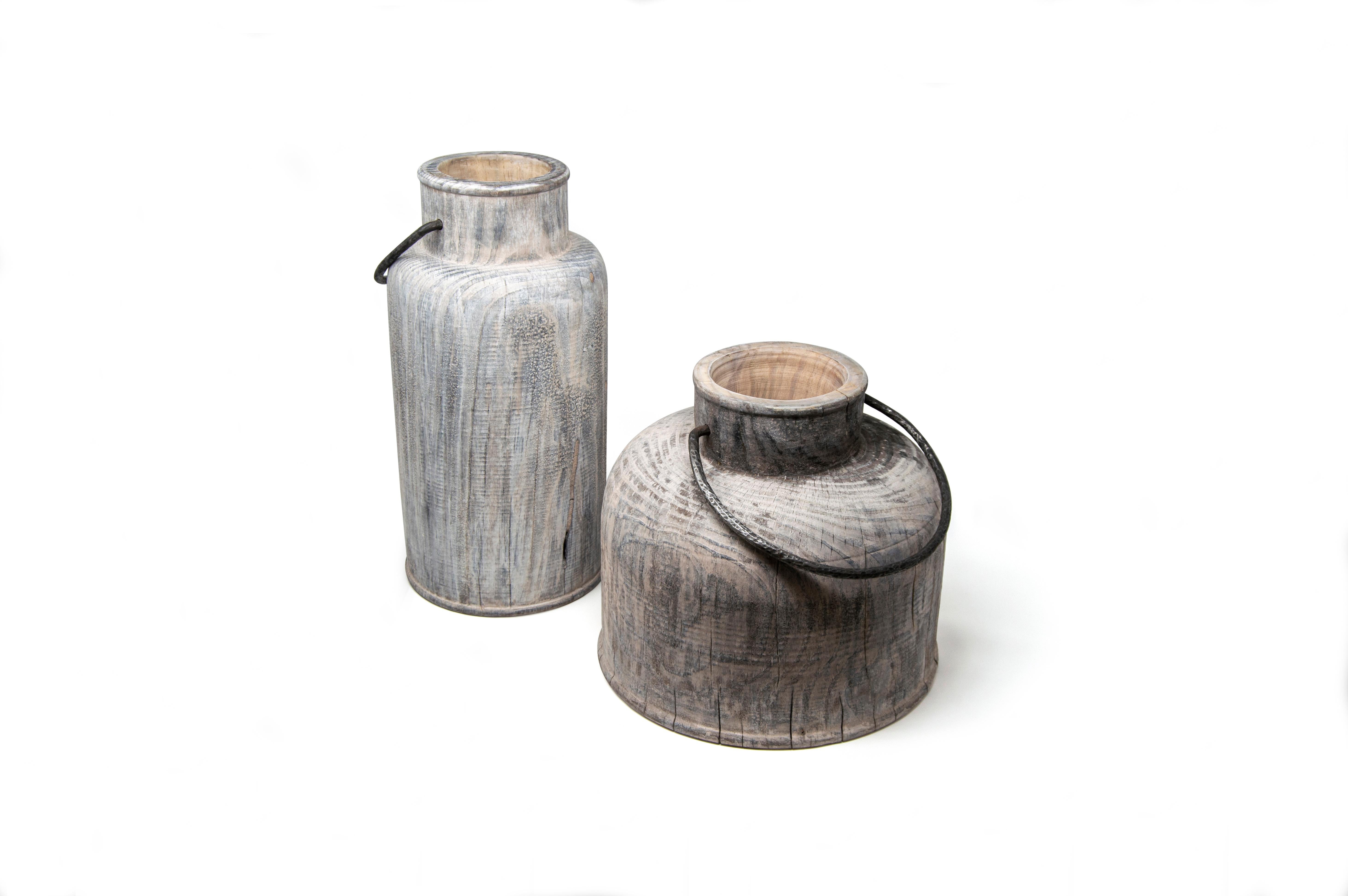 Made in Italy Turned Wood Vase 'Grassland Short' 3