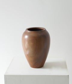 Turned Wood Vase in walnut, English, Late 20th Century