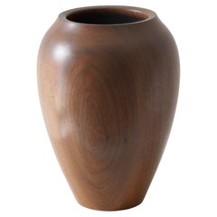 Turned Wood Vase in walnut, English, Late 20th Century