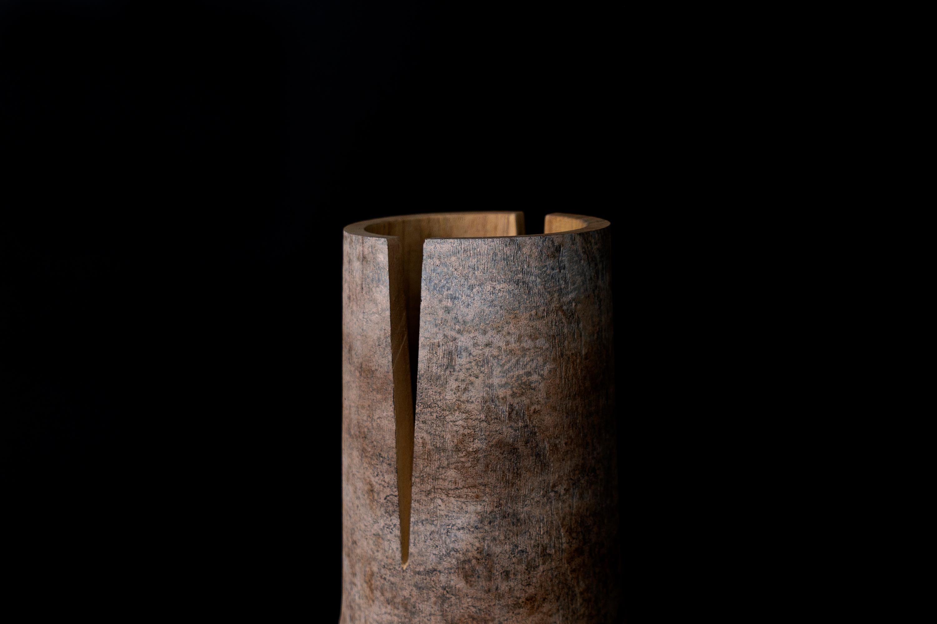 Modern Turned Wood Vase 'Tomahawk A' Made in Italy For Sale