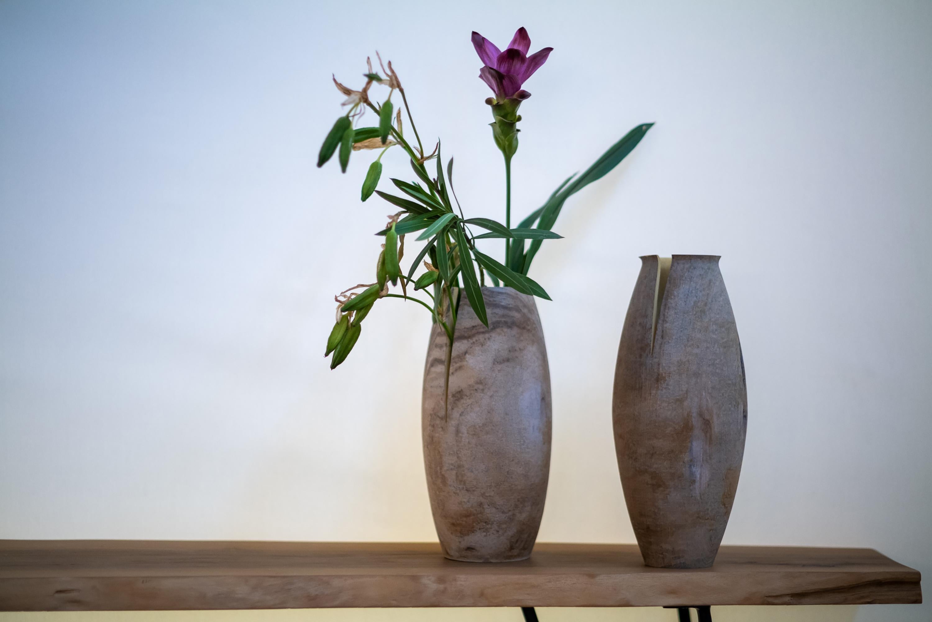 Modern Turned Wood Vase 'Tomahawk B' Made in Italy For Sale