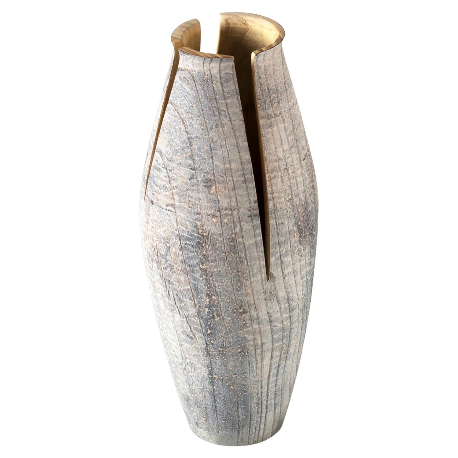Turned Wood Vase 'Tomahawk B' Made in Italy For Sale