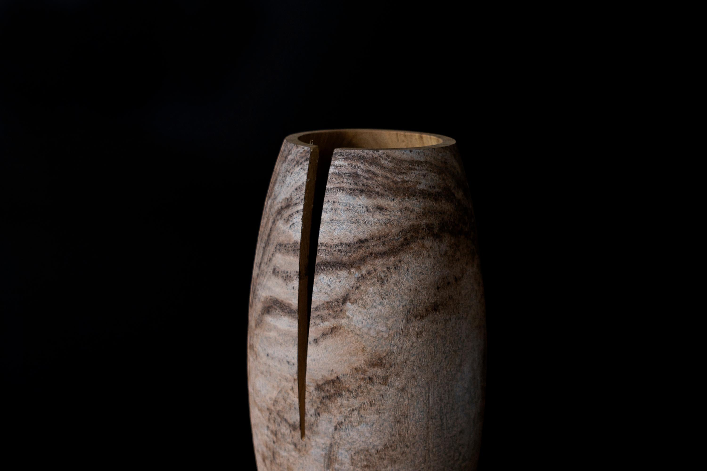 Modern Turned Wood Vase 'Tomahawk C' Made in Italy For Sale