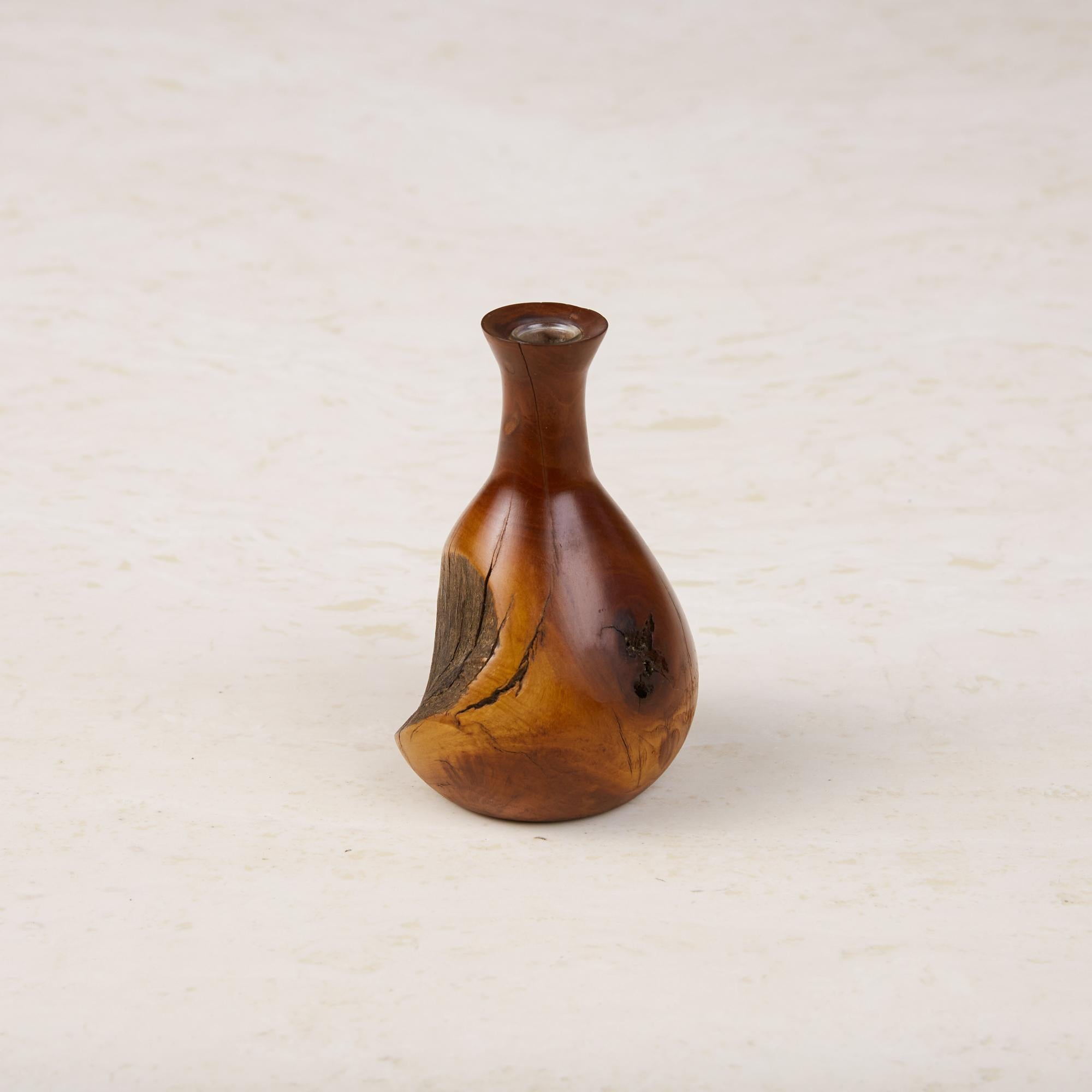 Turned Wooden Bud Vase In Excellent Condition In Los Angeles, CA