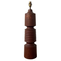 Vintage Turned Wooden French Mid-Century Table Lamp