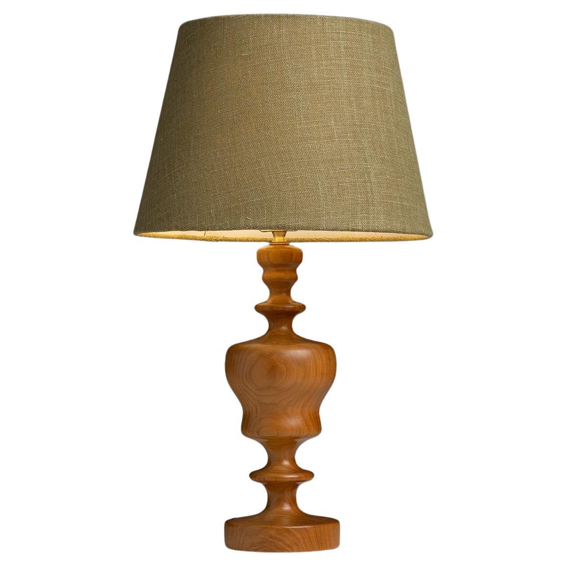 Turned Wooden Lamp, England circa 1950 For Sale