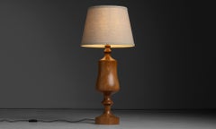 Turned Wooden Lamp, England circa 1960