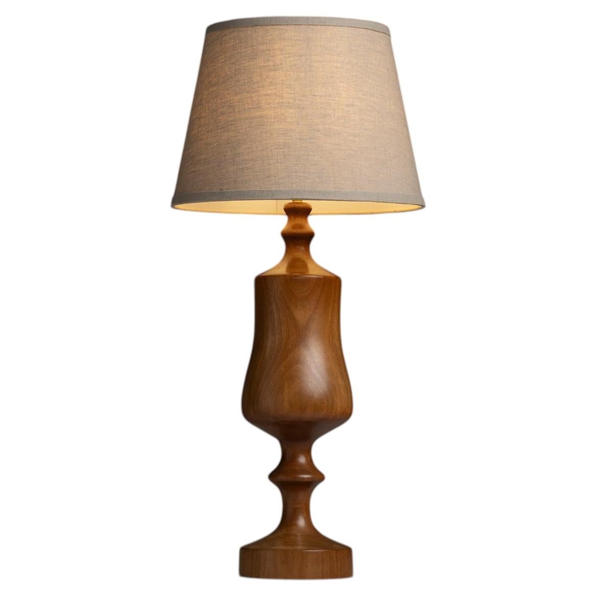 Turned Wooden Lamp, England circa 1960