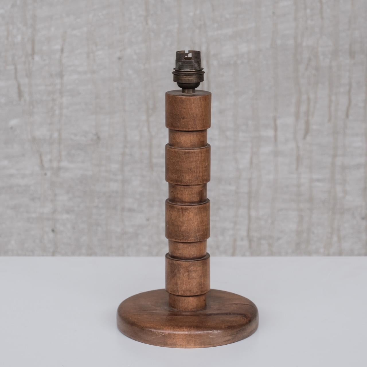 Mid-20th Century Turned Wooden Mid-Century French Table Lamp