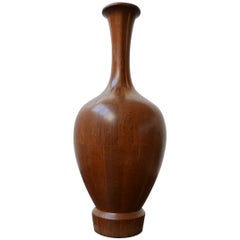 Used Turned Wooden Midcentury Vase by Maurice Bonami