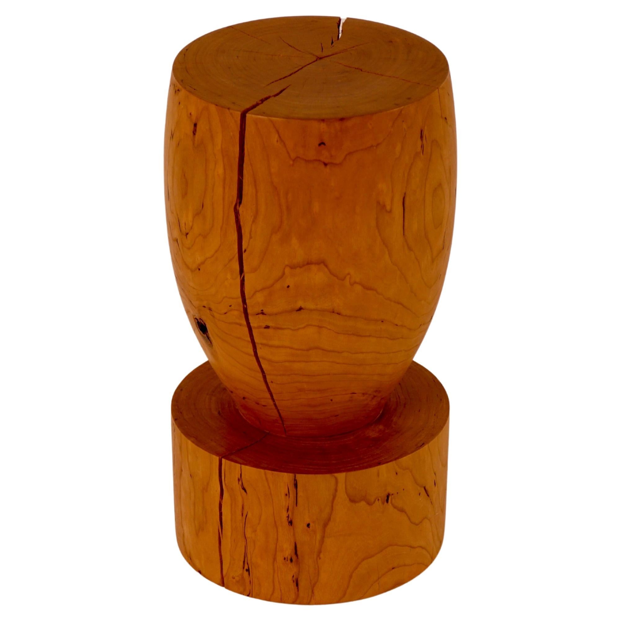 Turned Wooden Mini-Pedestal Table #3 in Cherry For Sale