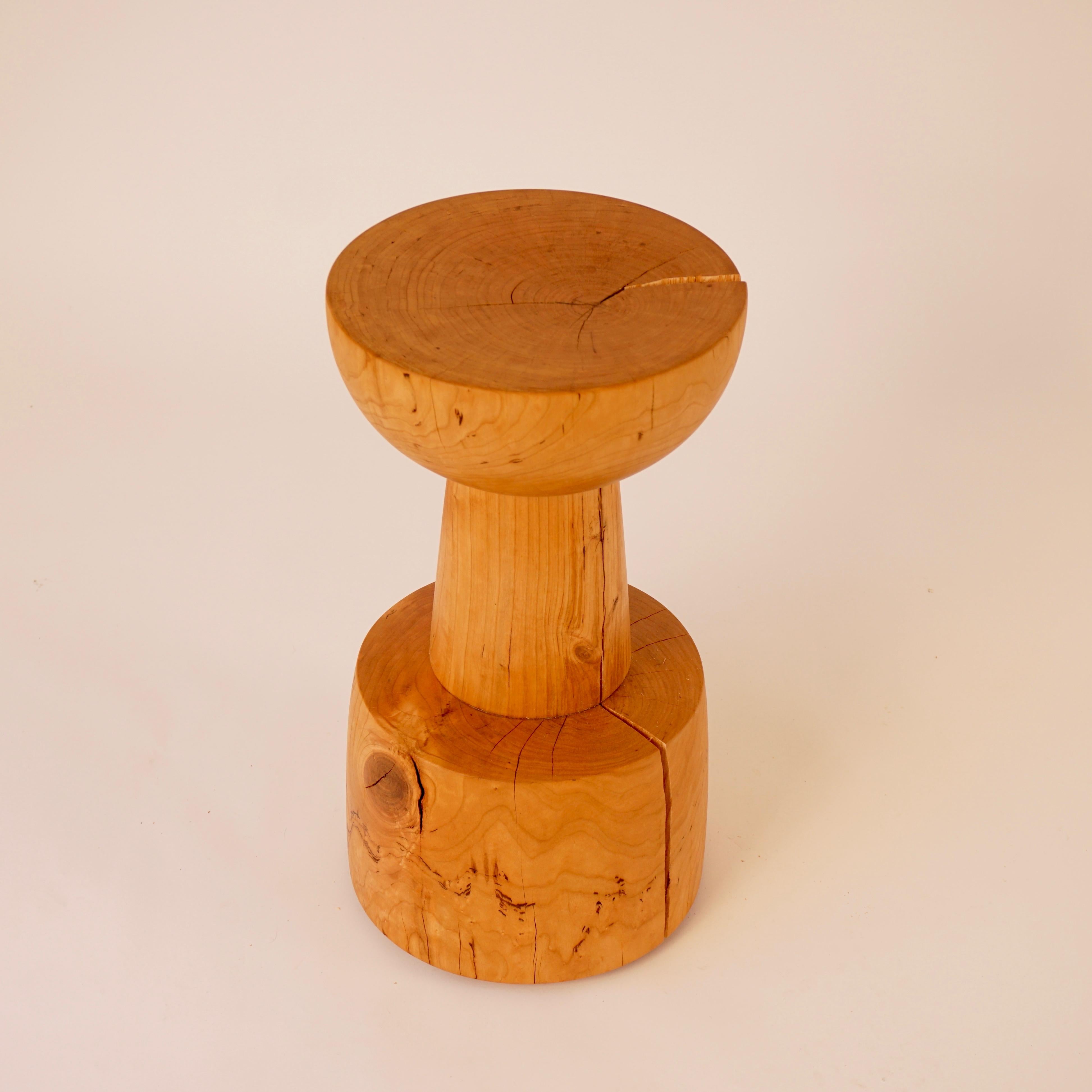Contemporary Turned Wooden Mini-Pedestal Table #6 in Cherry For Sale