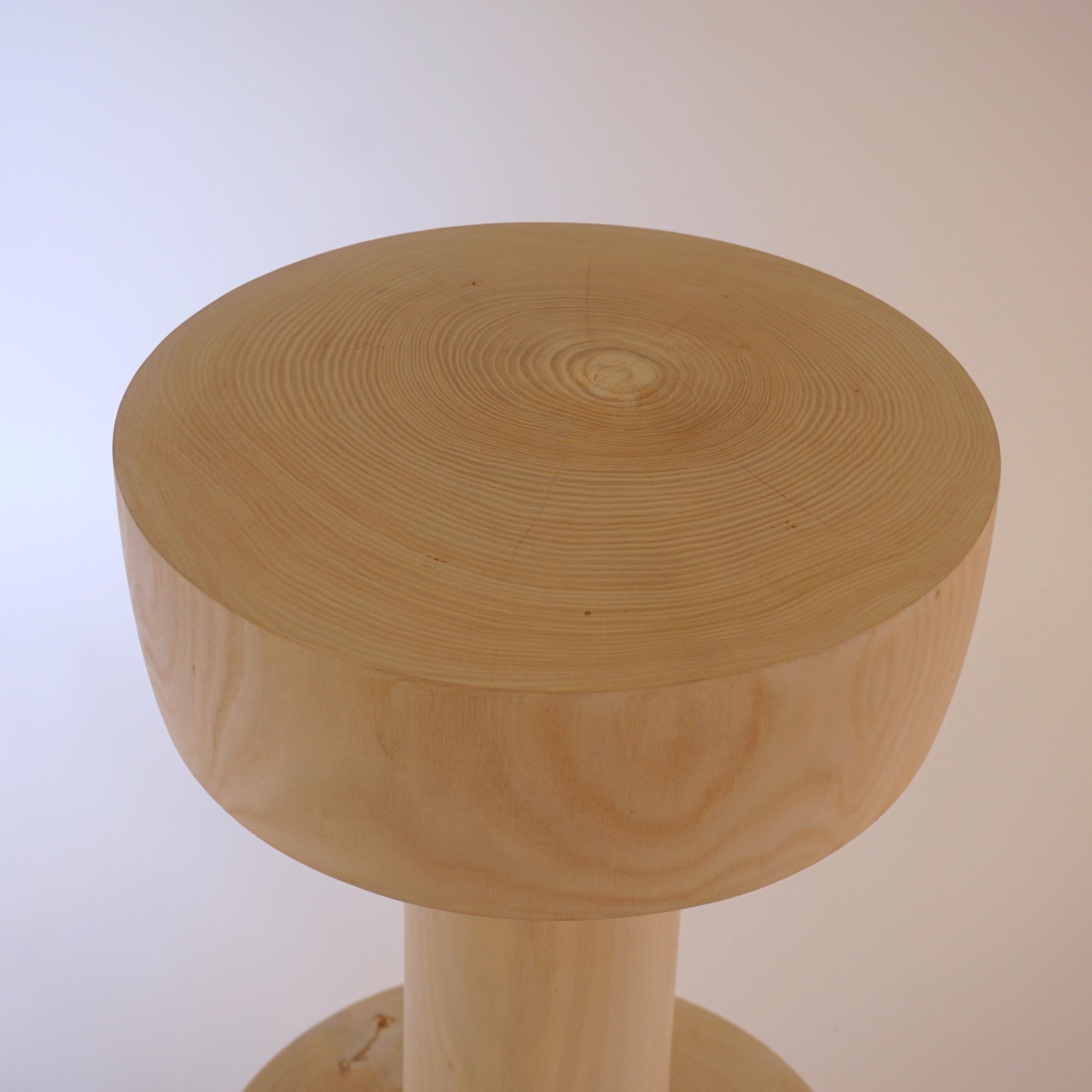 American Turned Wooden Pedestal #14 in Bleached Catalpa For Sale