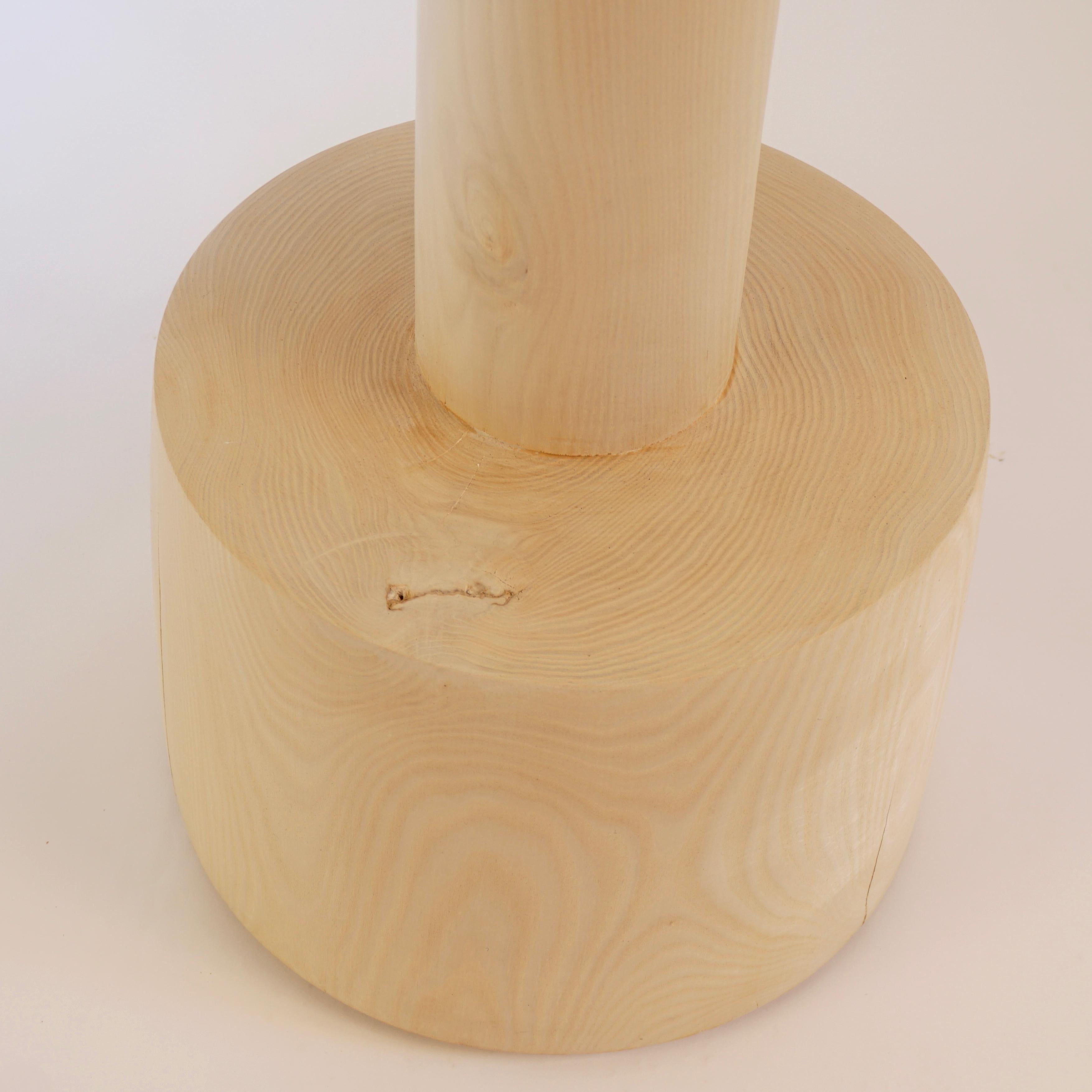 Turned Wooden Pedestal #14 in Bleached Catalpa In New Condition For Sale In Bangall, NY