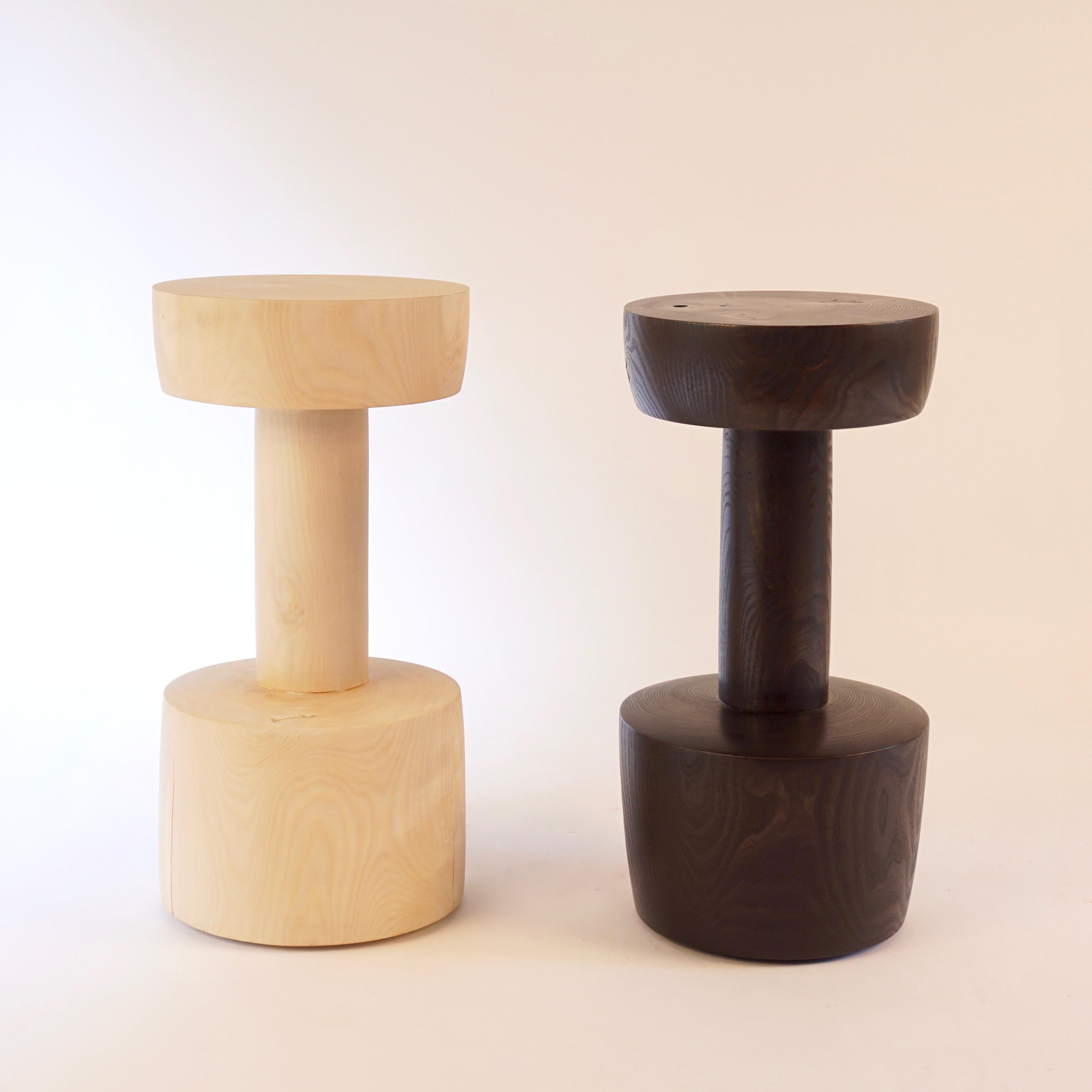 Contemporary Turned Wooden Pedestal #14 in Ebonised Catalpa