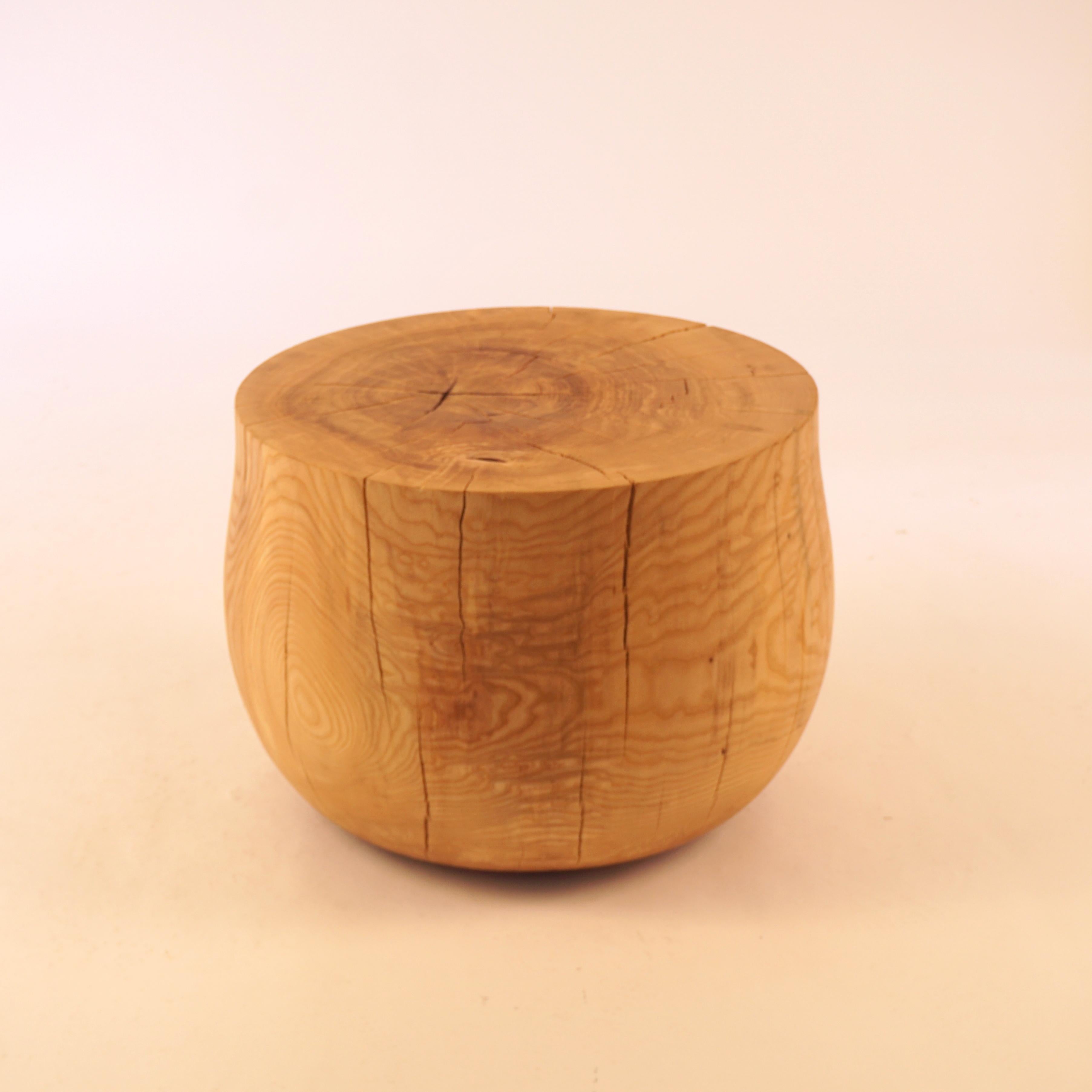American Turned Wooden Pedestal Side Table #13 in Oiled Ash For Sale