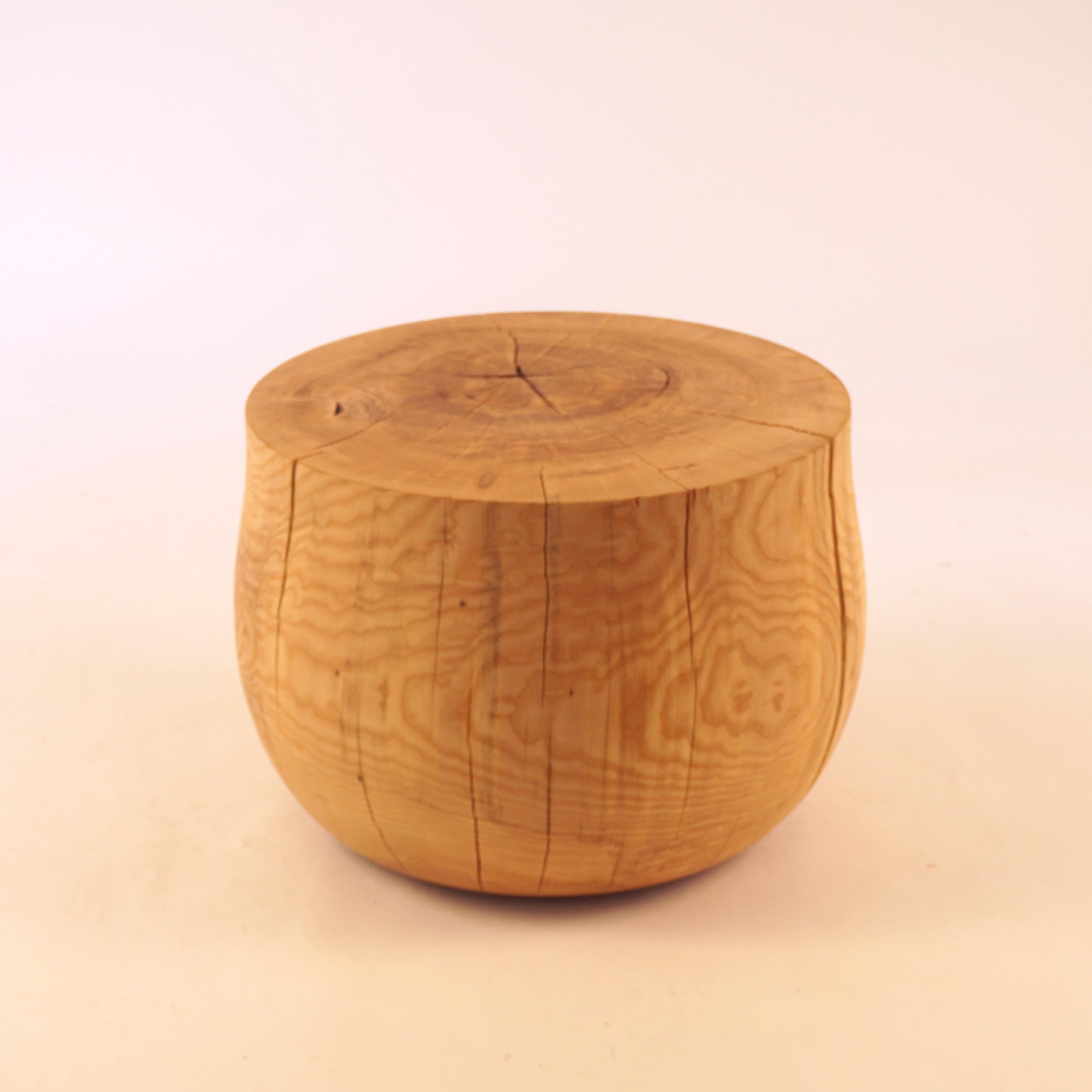 Turned Wooden Pedestal Side Table #13 in Oiled Ash In New Condition For Sale In Bangall, NY