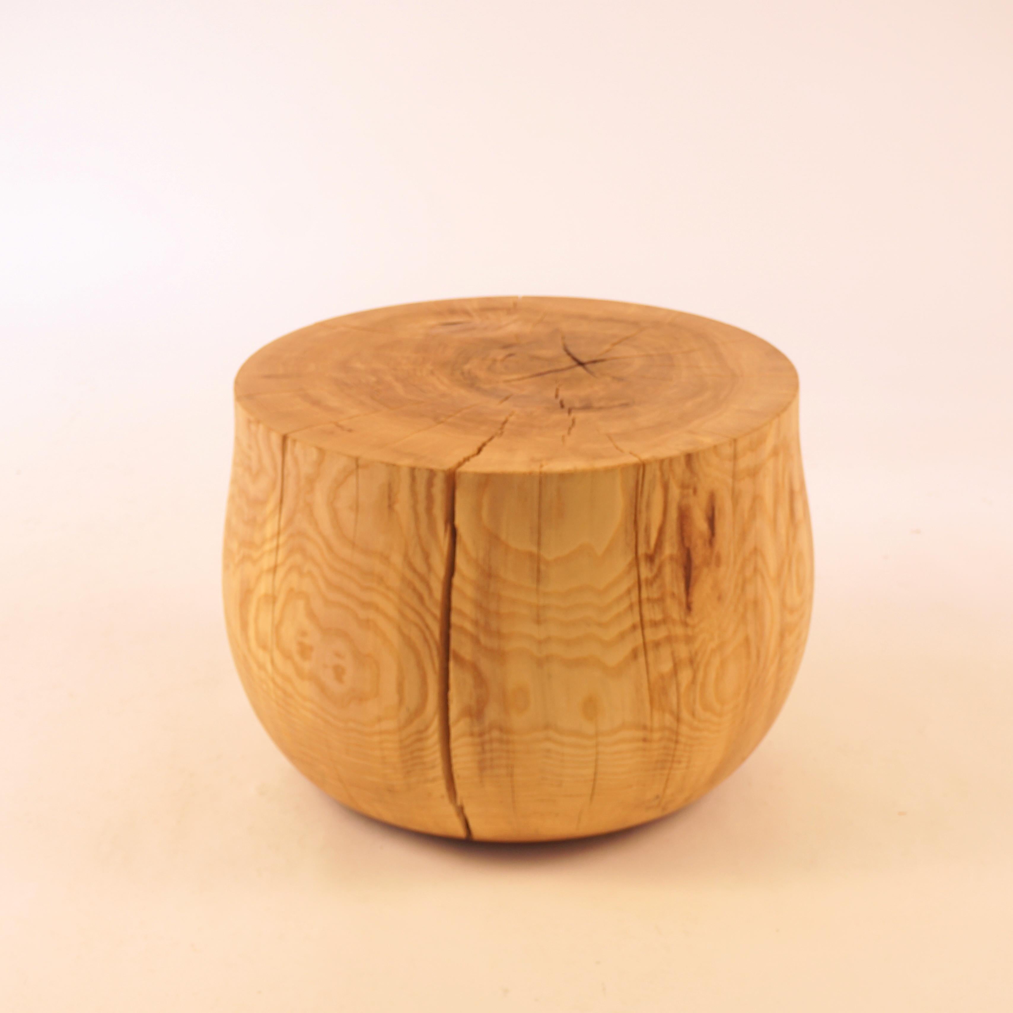 Contemporary Turned Wooden Pedestal Side Table #13 in Oiled Ash For Sale