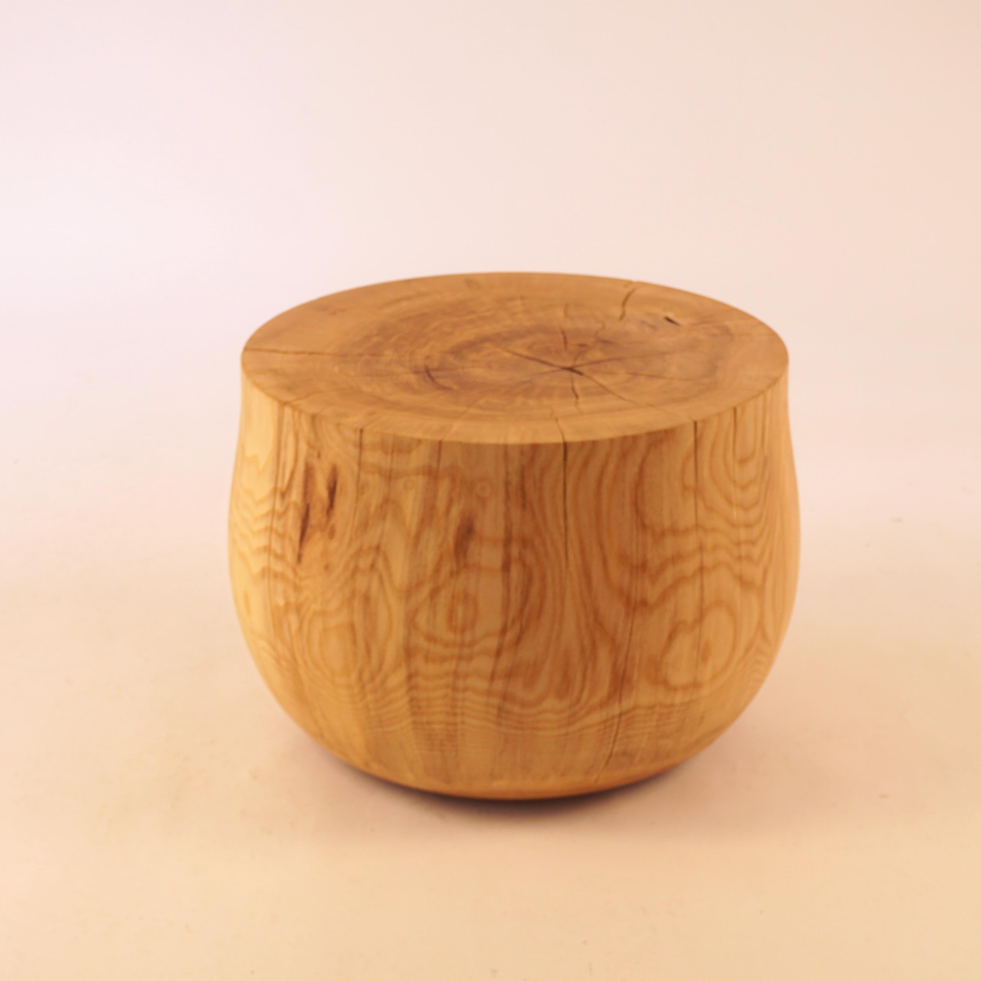 Turned Wooden Pedestal Side Table #13 in Oiled Ash For Sale 1