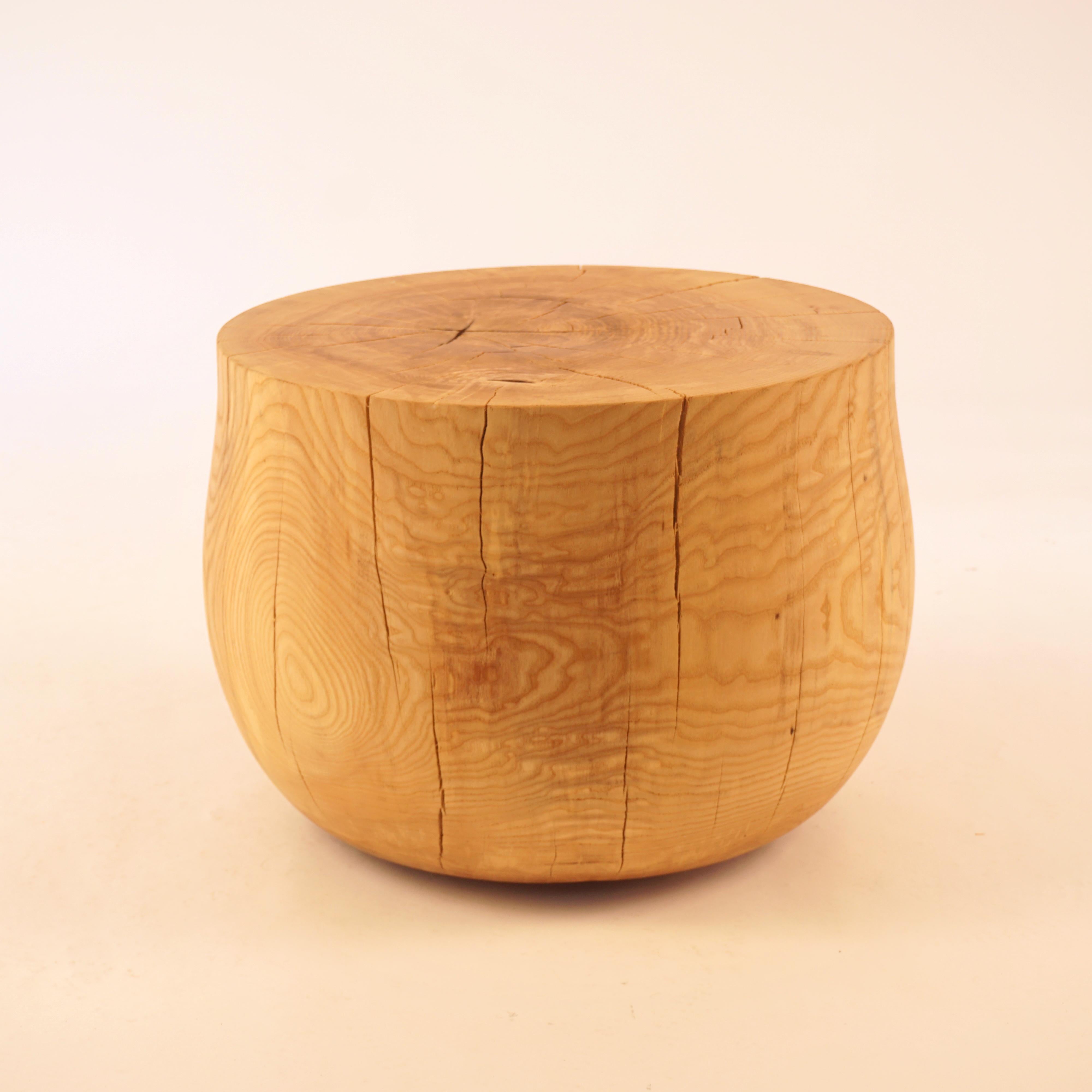 Turned Wooden Pedestal Side Table #13 in Oiled Ash For Sale 3