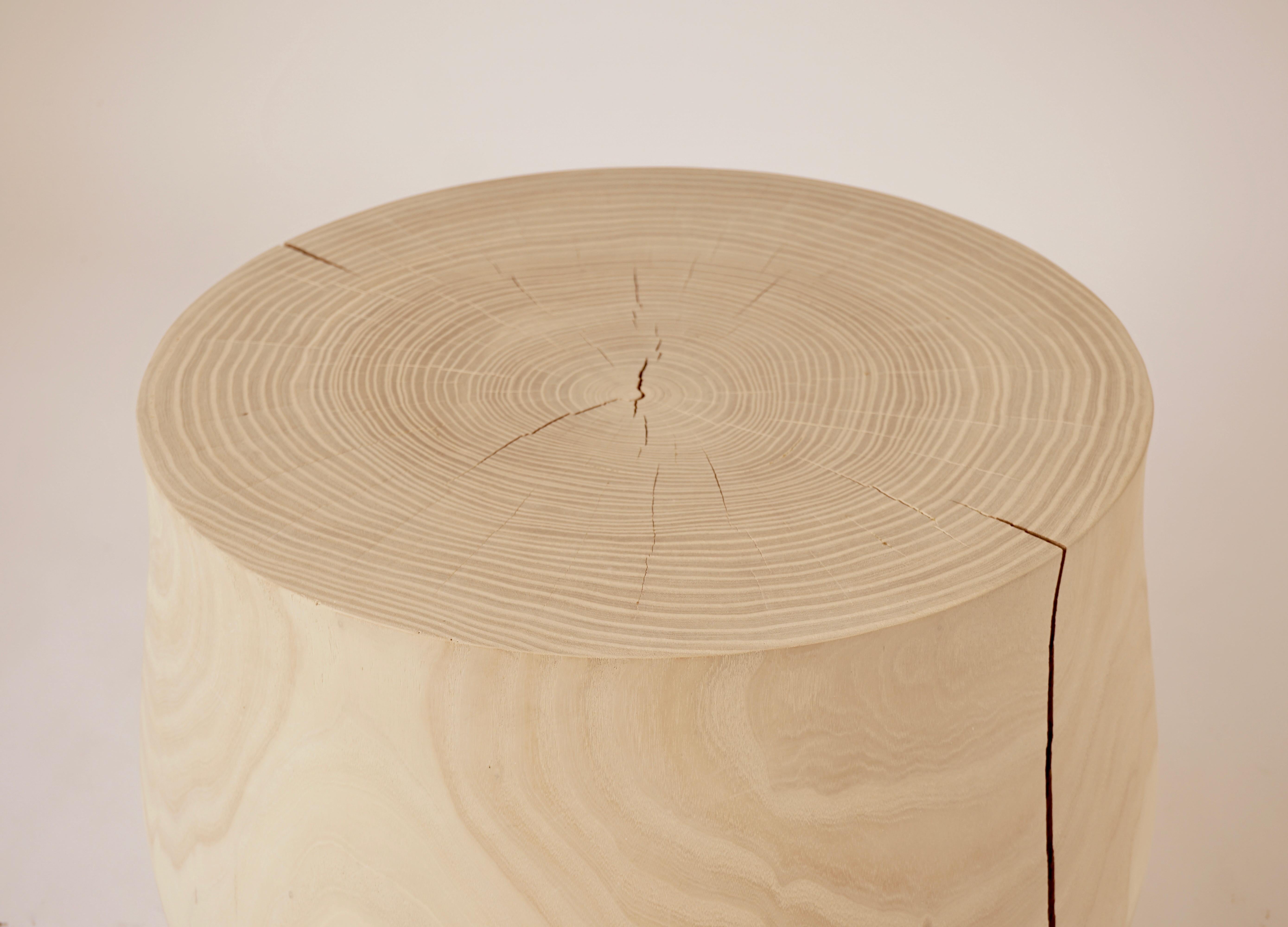 This newest shape was added to Lehrecke's pedestal collection in 2018. The piece was turned on a custom built lathe, set to dry for three months and then pickled and given an oil waxed finish. Catalpa is fast growing and locally sourced wood from