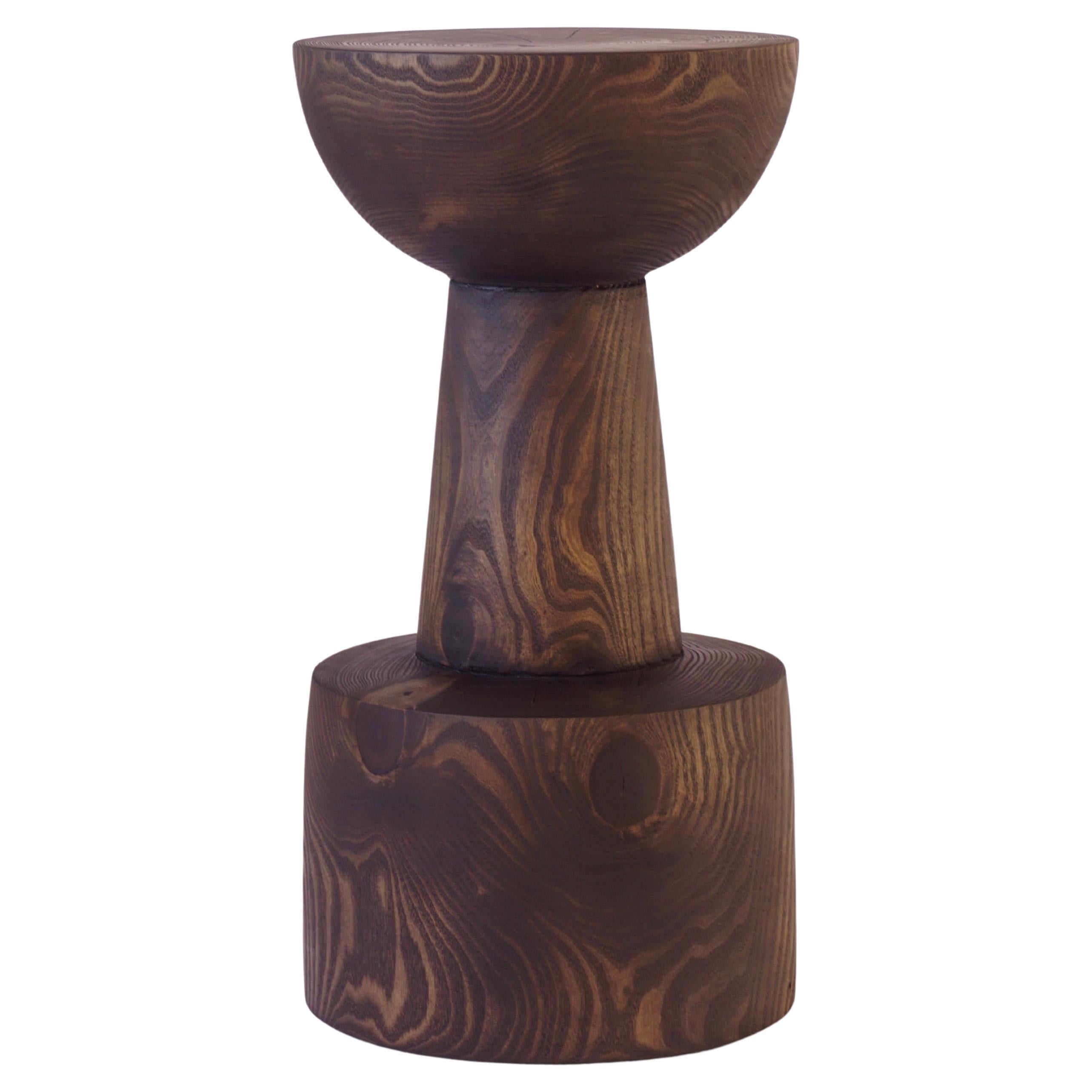 Turned Wooden Pedestal Table #6 in Ebonized Catalpa For Sale