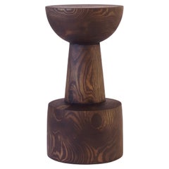 Turned Wooden Pedestal Table #6 in Ebonized Catalpa