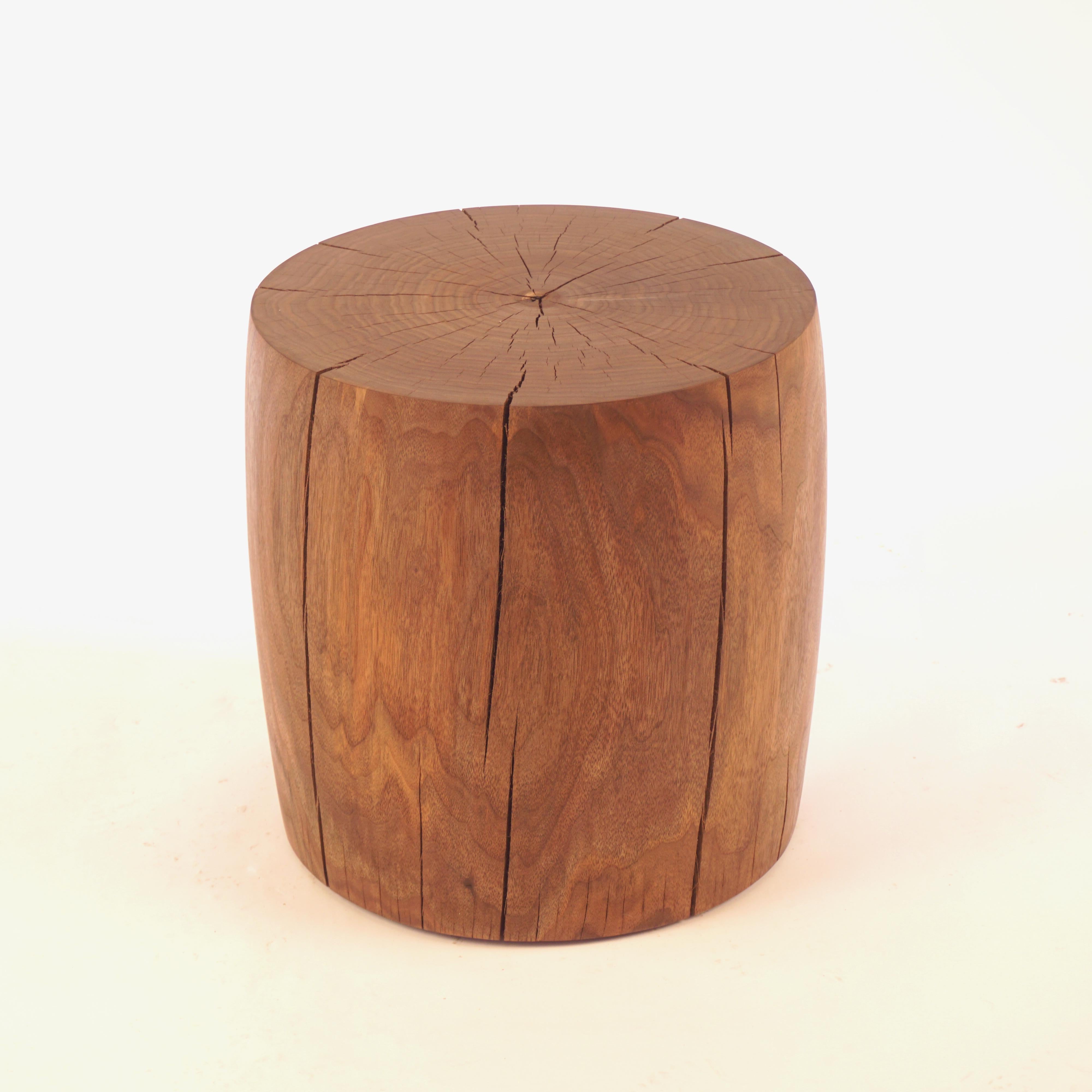 Contemporary Turned Wooden Pedestal Table #9 in Oiled Walnut For Sale