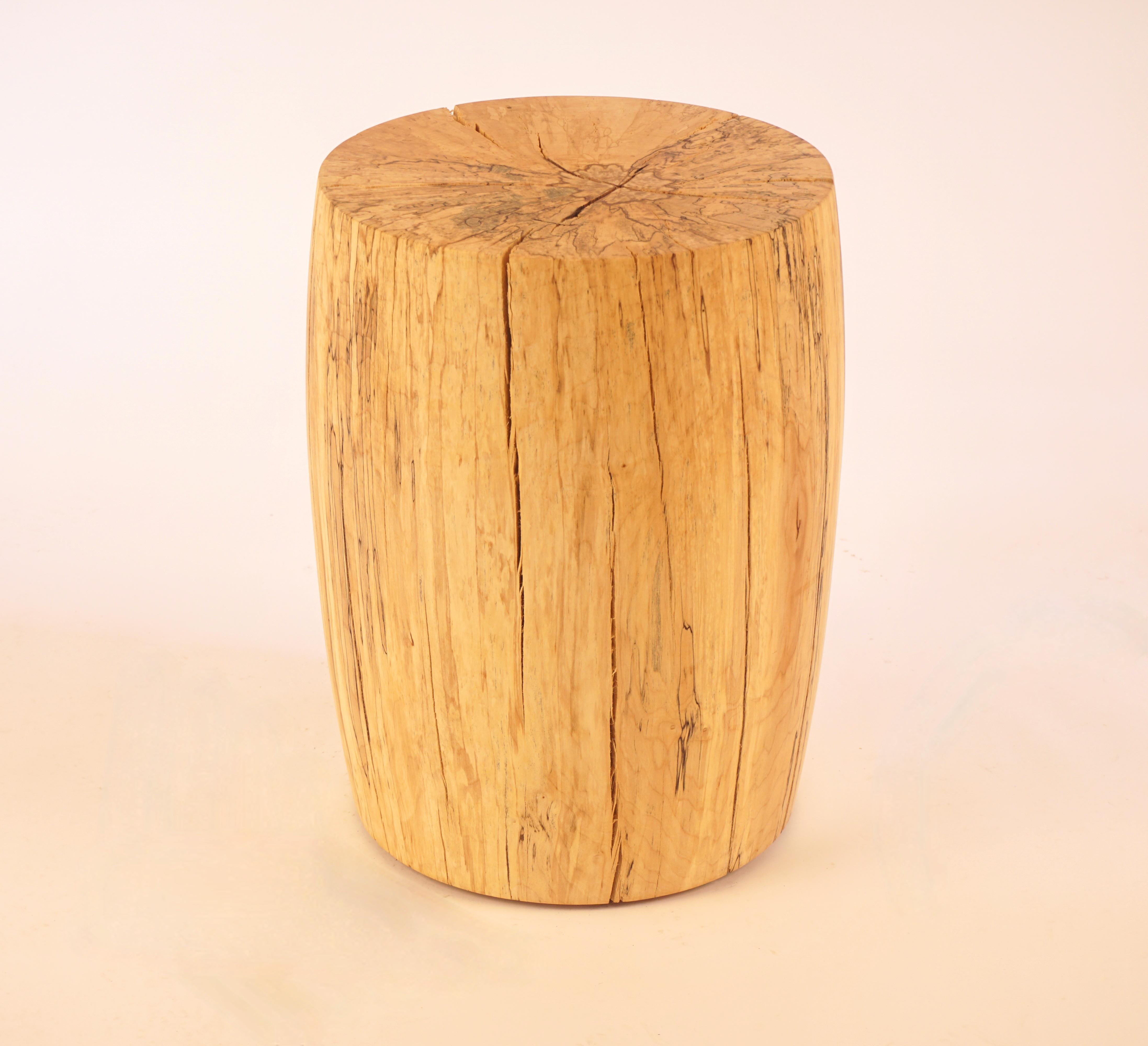 Oiled Turned Wooden Pedestal Table #9 in Spalted Maple For Sale
