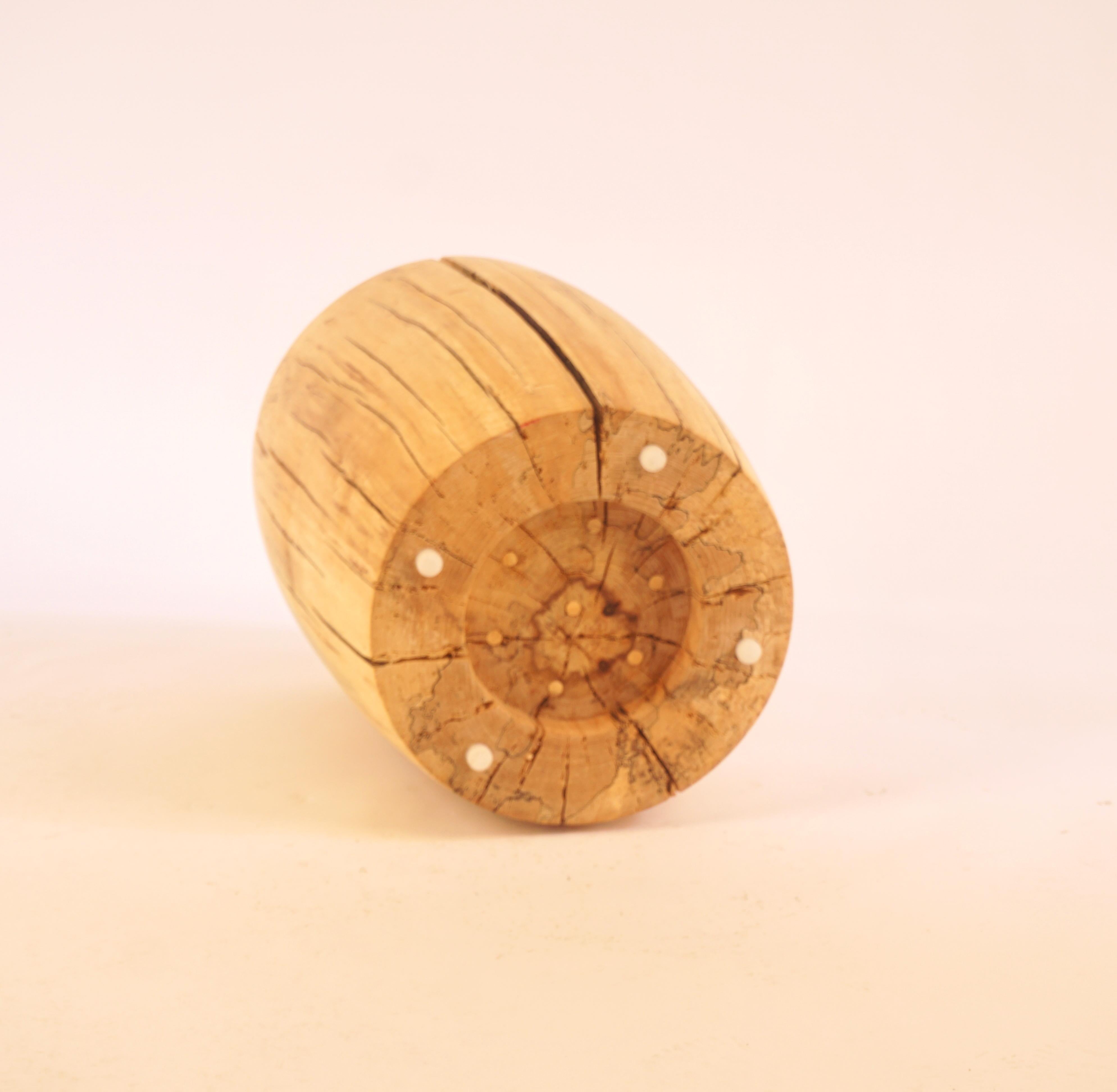Contemporary Turned Wooden Pedestal Table #9 in Spalted Maple For Sale