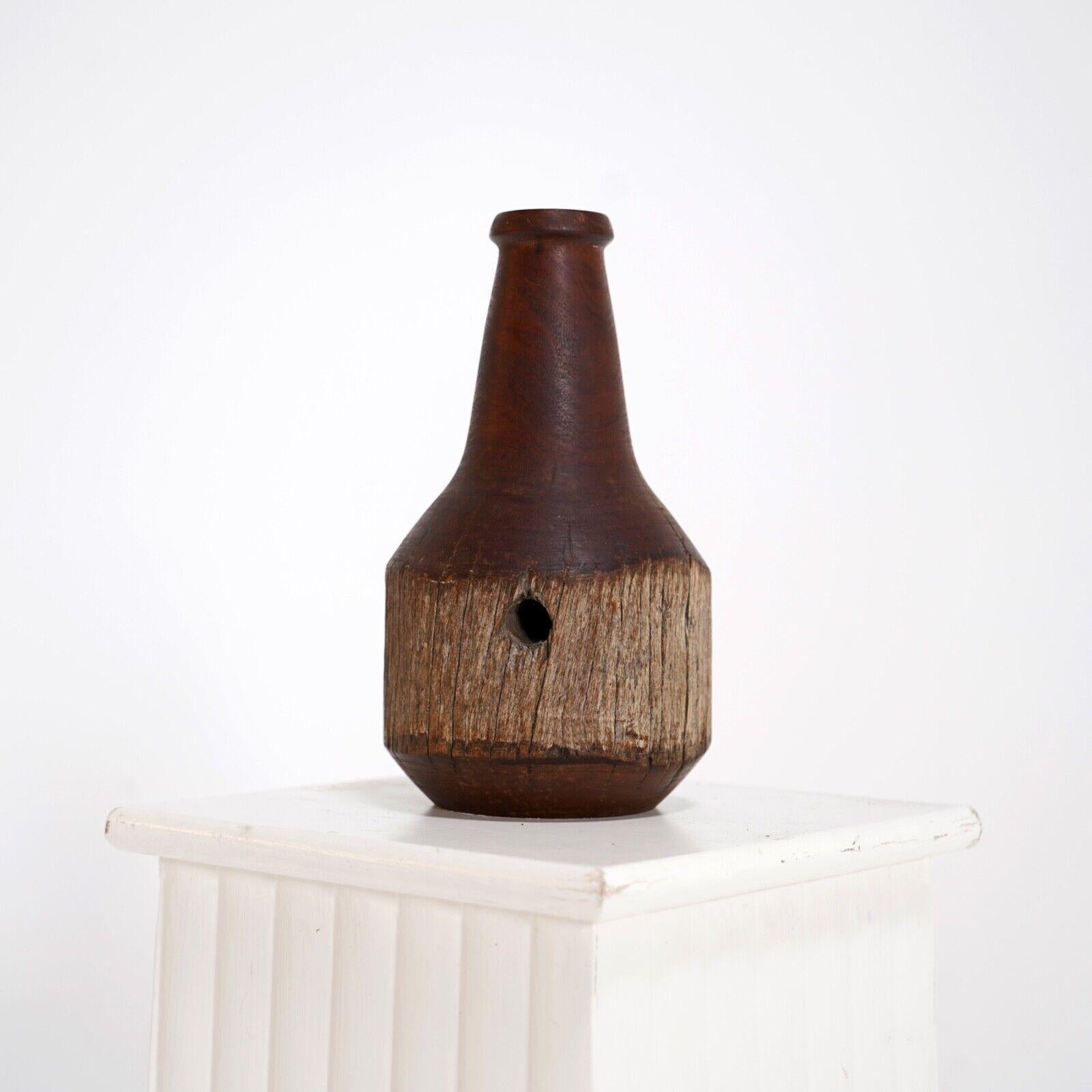 Late 20th Century Turned Wooden Sculpture of a Bottle For Sale