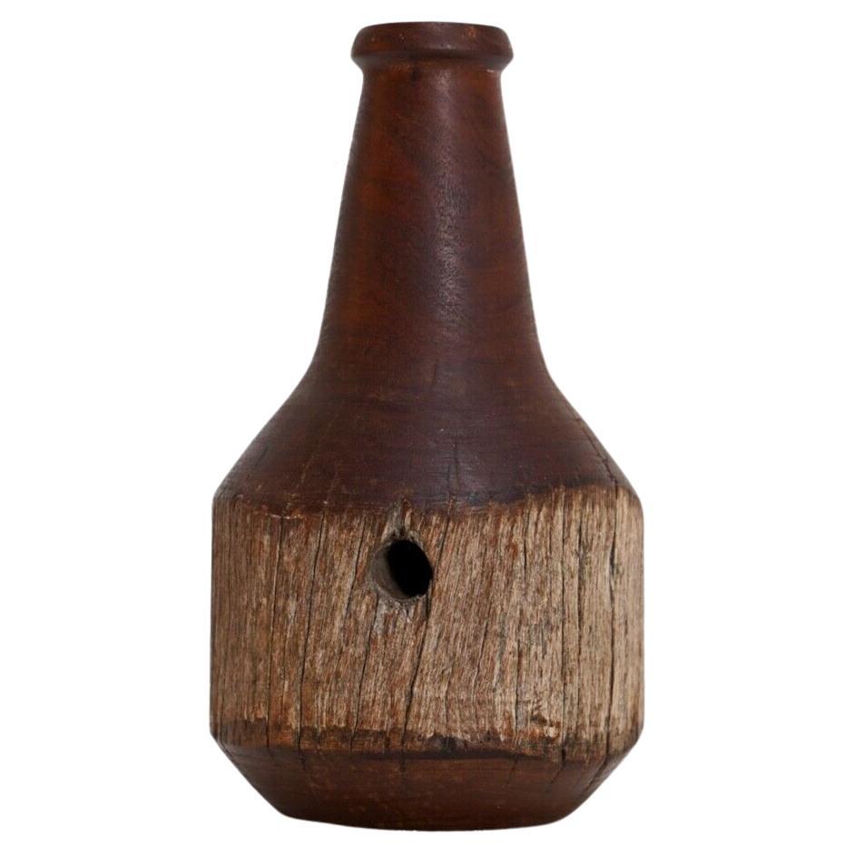 Turned Wooden Sculpture of a Bottle For Sale