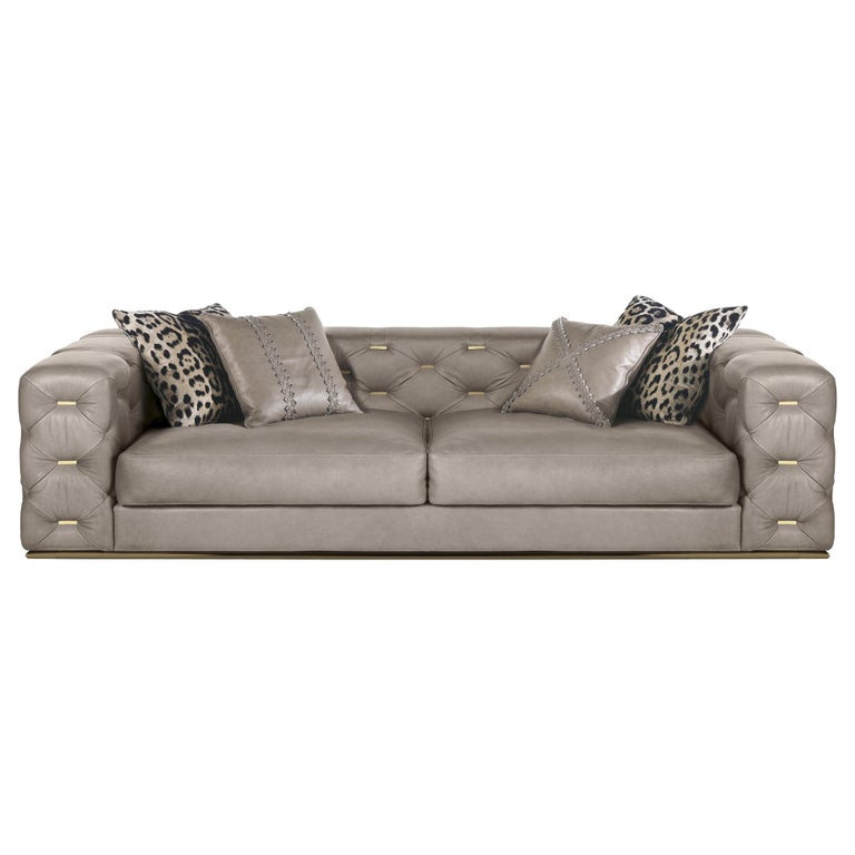 Turner 3-Seater Sofa in Leather by Roberto Cavalli Home Interiors For Sale  at 1stDibs