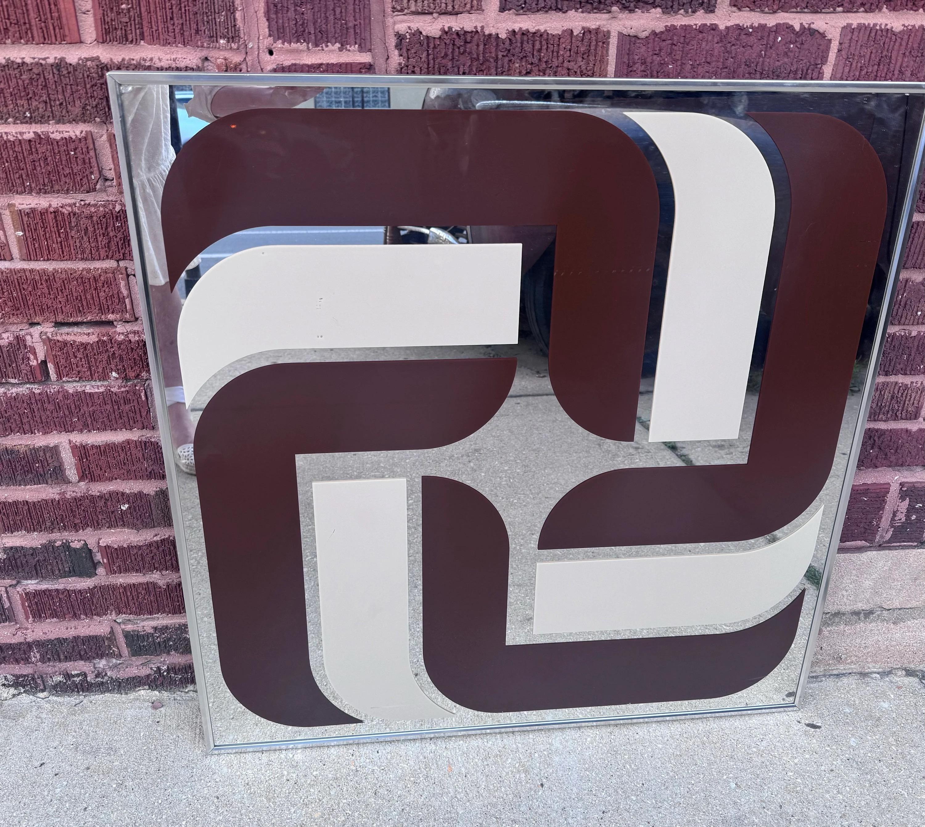 Vintage Turner Design Mid Century Modern Op Art Brown & White Geometric Mirror Wall Art.

Circa 20th Century

Dimensions:
W 30”
H 30”
