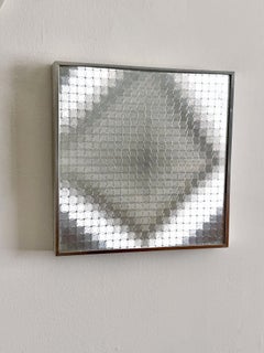 Turner Geometric Mirror Wall Art, Silver Op Art Panel, Chicago USA 1960s