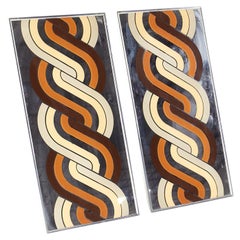 Vintage Turner Mid-Century Spiral Op Art Wall Mirrors, Pair