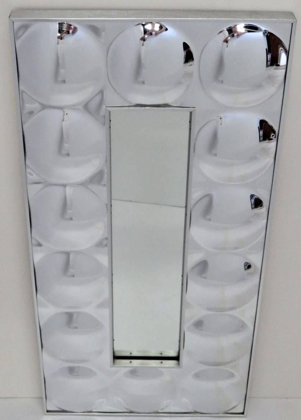 American Turner Op to Pop Space Age Rectangular Convex Bubbles Wall Mirror, 1970s
