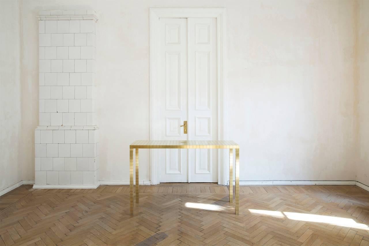 Turning into gold console, rooms
Dimensions: L 140, W 45, H 90
Material: Brass

Turning into gold console
Inspired by the concept of Alchemy: “Alchemy is a philosophical and photo scientific tradition. It aimed to purify, mature, and perfect certain