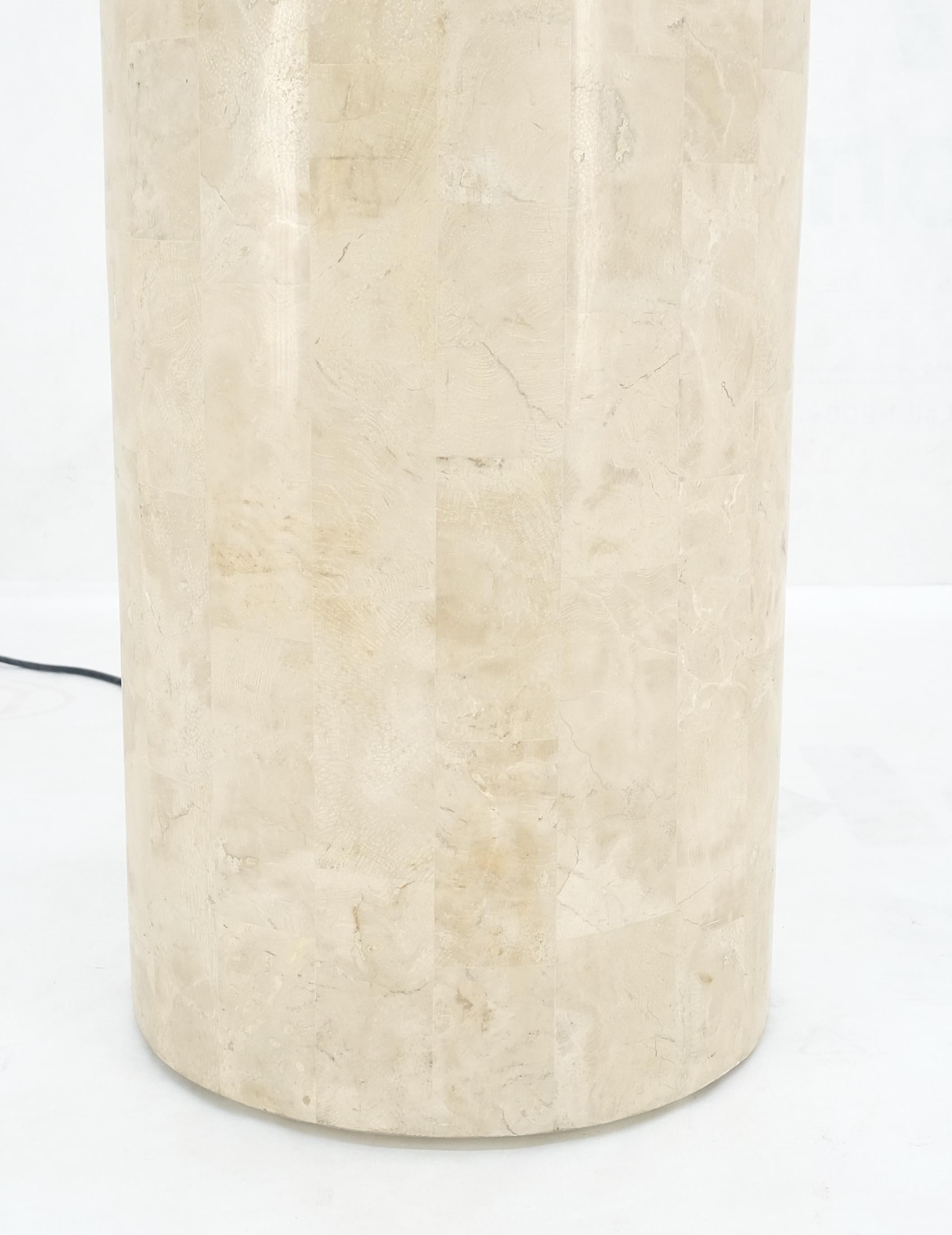 Veneer Turning Top Lighted Electrified Tessellated Marble Round Pedestal Stand MINT! For Sale