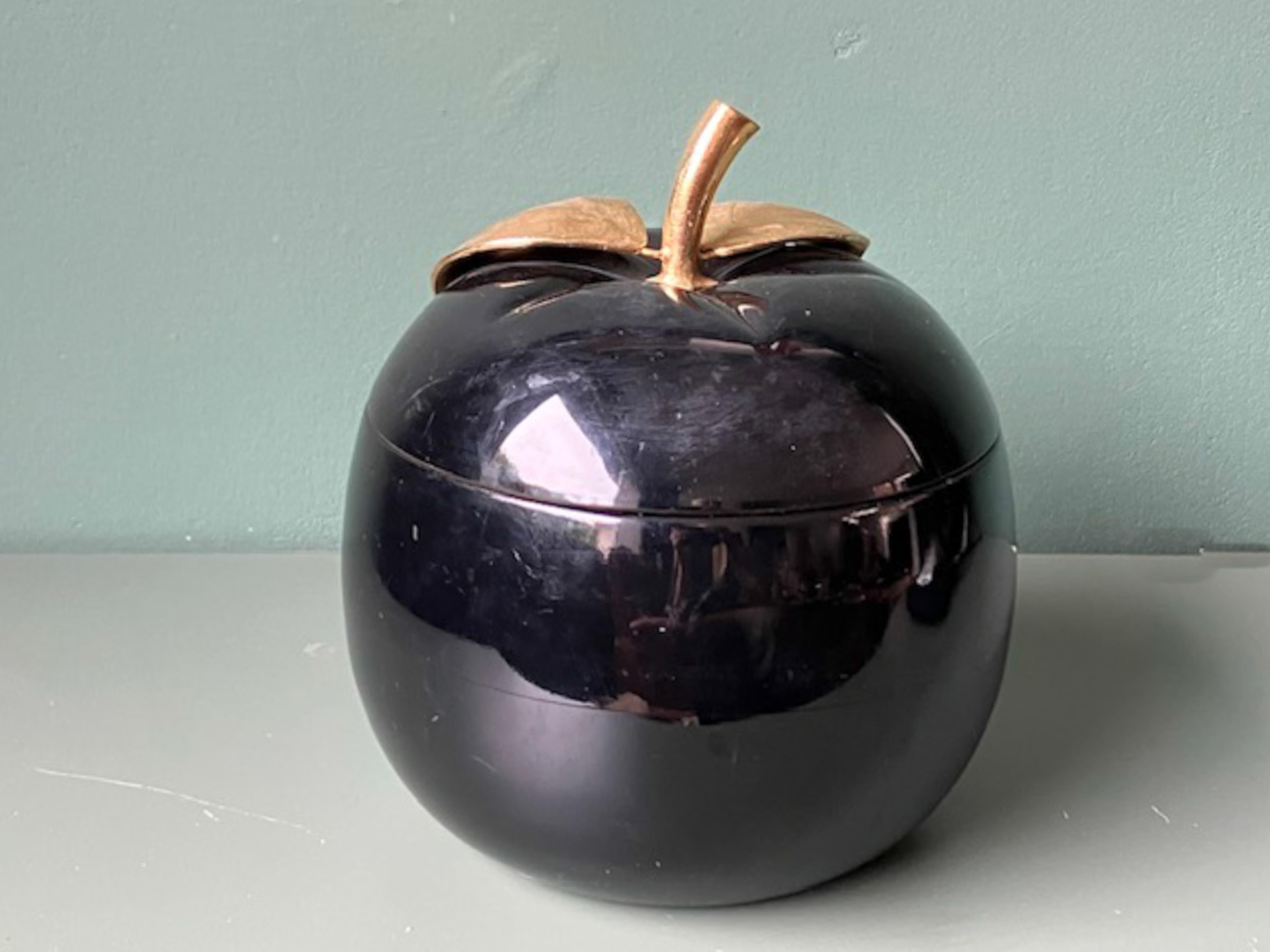 Mid-Century Modern Turnwald Collection Big Black Apple Ice Bucket by Freddo Therm, 1970s