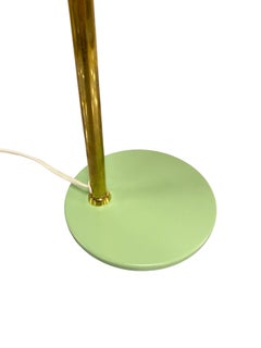 Light Green & Brass Paavo Tynell Adjustable Table Lamp Model 9227, Idman 1950s