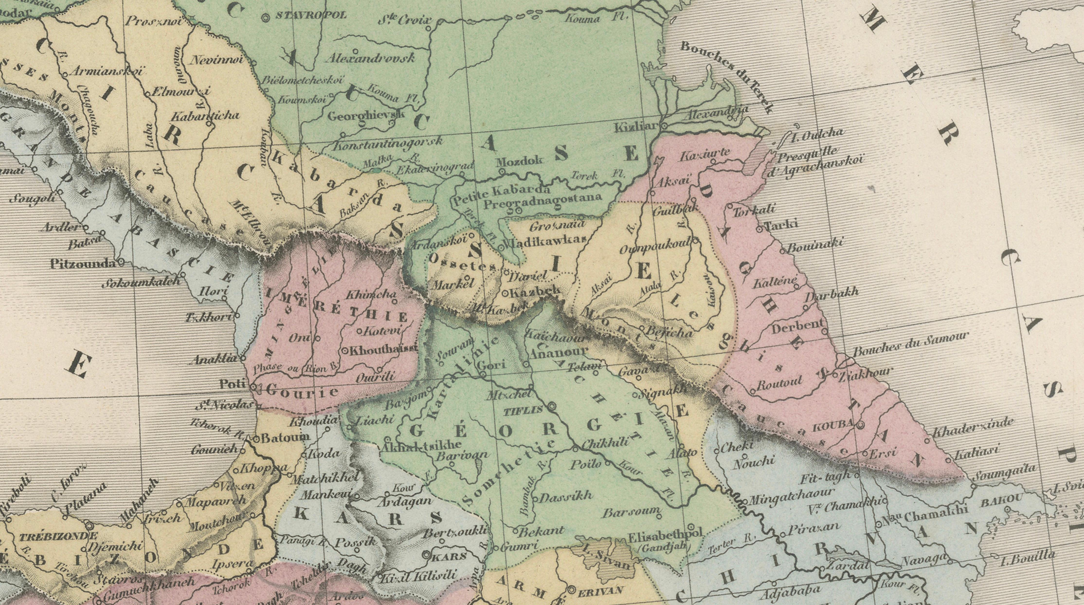 Turquie d’Asie et les Provinces du Caucase Map, Ottoman Empire 1873