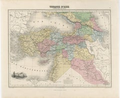 Turquie d’Asie et les Provinces du Caucase Map, Ottoman Empire 1873