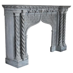 Vintage Turquin marble fireplace in neo-Gothic style