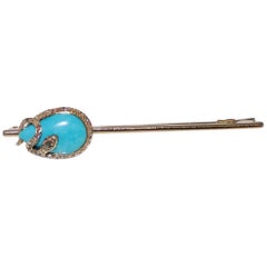 Turquiose and Diamond Stick Pin Brooch, circa 1900