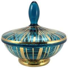 Turquise and Golden Glass Bonbonier, 1950s