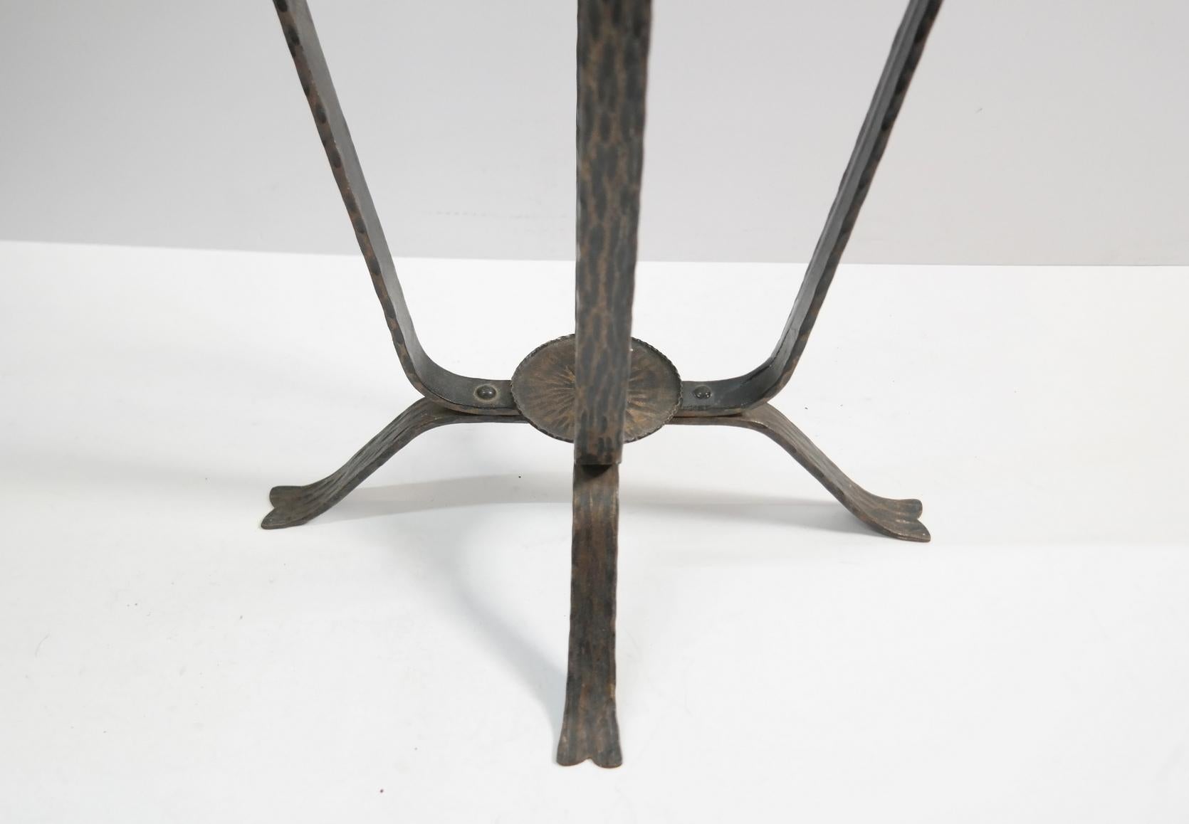 Turquise Enameled Ceramic and Wrought Iron Flower Stand, 1970s For Sale 1